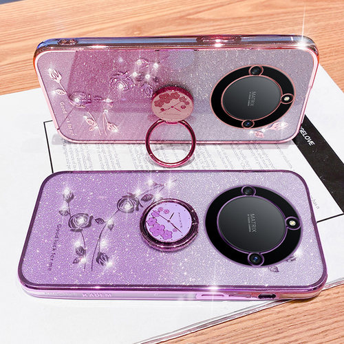 适用于华为荣耀X40手机壳RMO一AN00保护5G硅胶套honor全包防摔x4o软壳x405g闪粉玫瑰ANOO指环支架RMOANOO花钻 - 图3