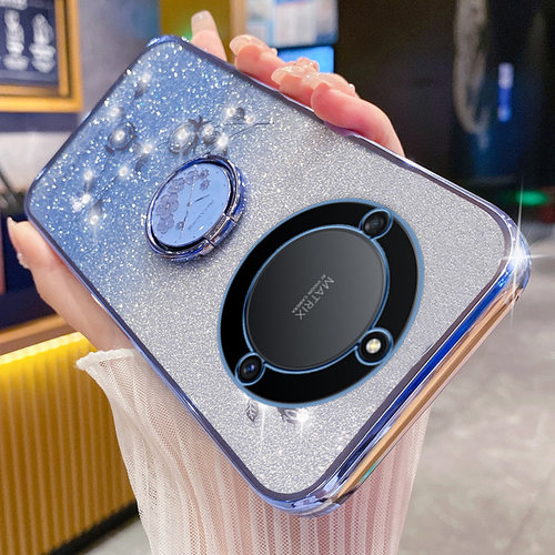 适用于华为荣耀X40手机壳RMO一AN00保护5G硅胶套honor全包防摔x4o软壳x405g闪粉玫瑰ANOO指环支架RMOANOO花钻 - 图1