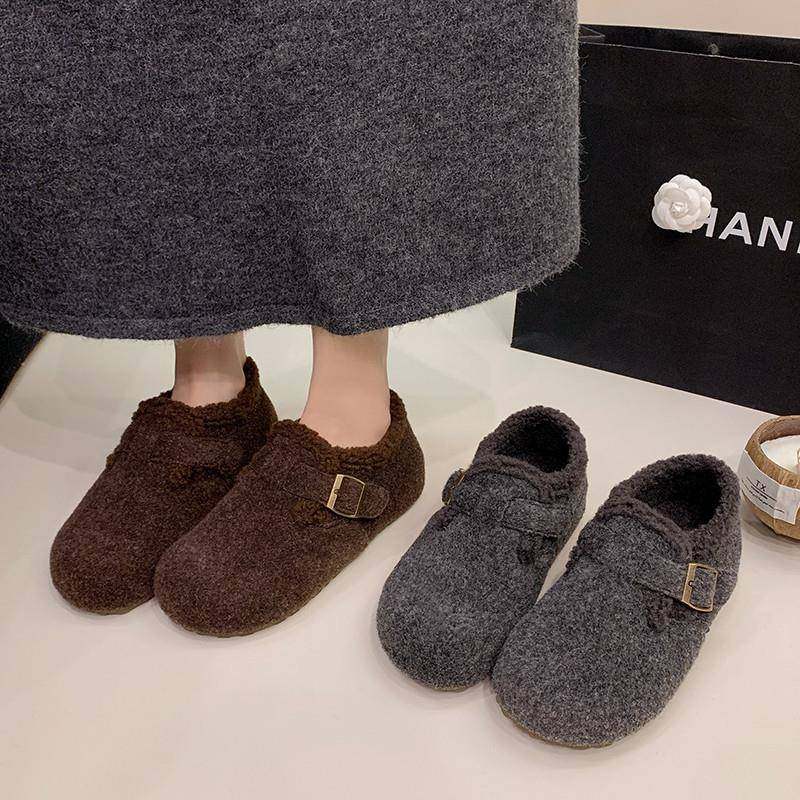 全包毛呢加绒勃肯鞋女2026春秋新款外穿平底舒适一脚蹬毛毛0122w,淘宝优惠券,粉丝福利购,淘宝优惠卷