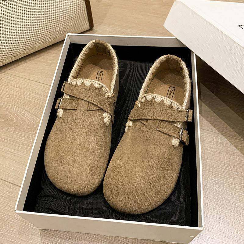 春秋反绒皮勃肯鞋女2026一脚蹬懒人双扣带花边乐福鞋外穿博0113z,淘宝优惠券,粉丝福利购,淘宝优惠卷