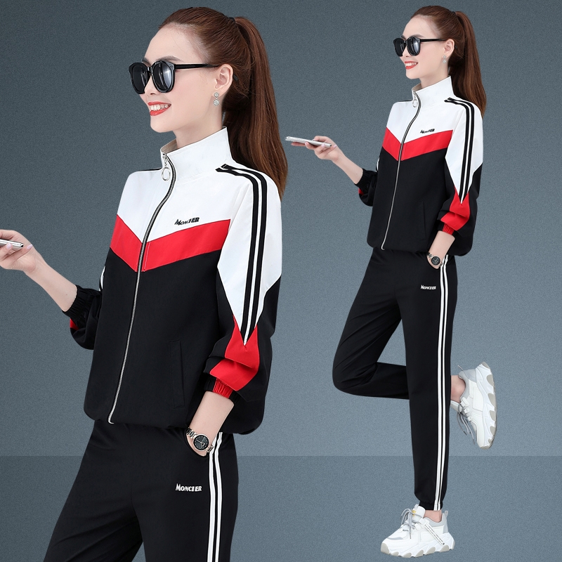 哥宾杜旗舰店1018速干运动套装女夏秋新款长袖立领薄款宽松防晒服女休闲两0