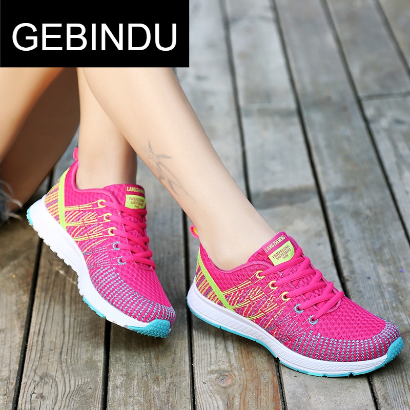 GEBINDUg垫网面运动休闲鞋女韩版厚底鞋透气网鞋气垫跑步鞋低帮鞋