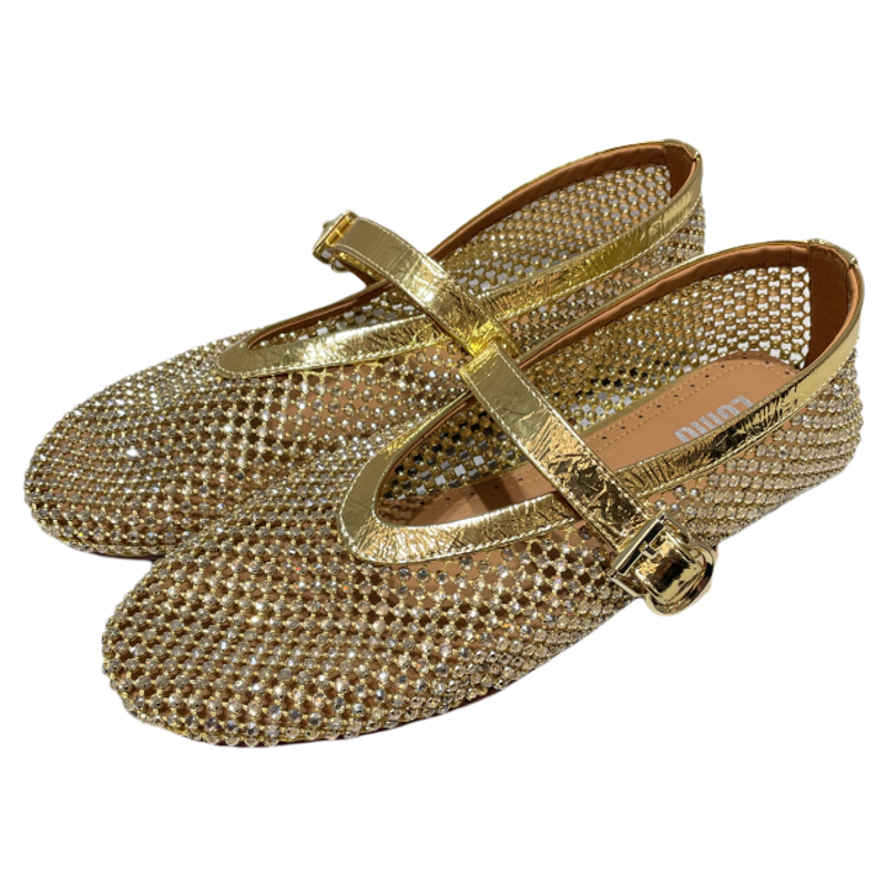 欧洲站2026春款真皮女鞋时尚百搭网状水钻浅口圆头平底单鞋凉鞋,淘宝优惠券,粉丝福利购,淘宝优惠卷