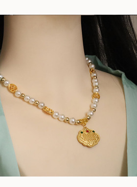 古风汉服长项链渐变流苏明制唐风软璎珞复古旗袍配饰古装金锁女