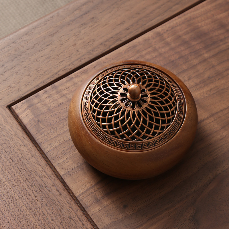 胡桃木家用室内香炉实木茶道檀香沉香熏香炉盘香炉蚊香盘托线香炉,淘宝优惠券,粉丝福利购,淘宝优惠卷