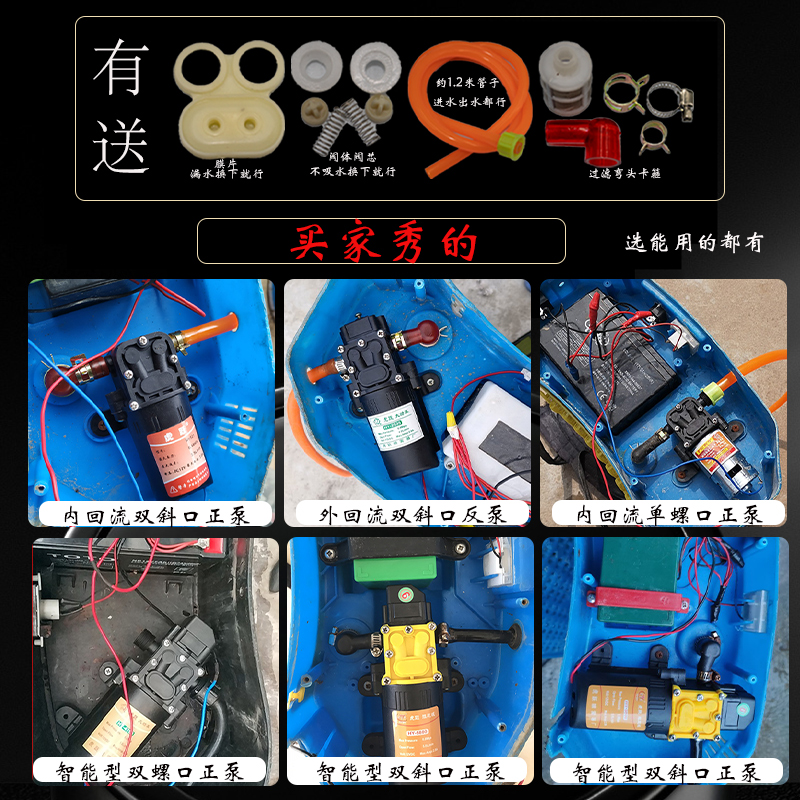 电动喷雾器水泵12v电机虎跃隔膜泵高压泵增压泵马达农用配件大全 - 图1