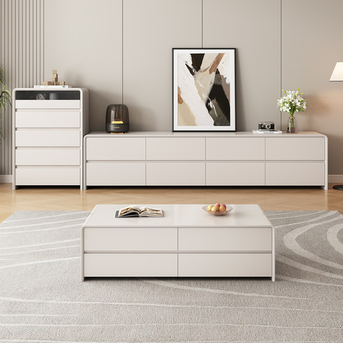 2025年纯实木高款落地电视柜茶几客厅家用现代简约电视机柜储物柜 - 图3