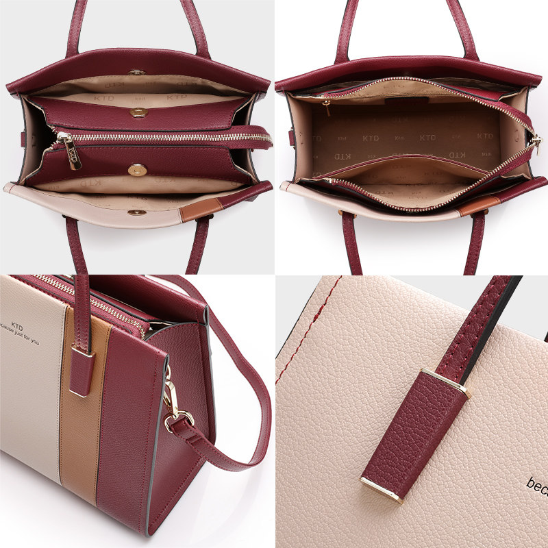 女士2021新款轻奢品牌撞色手提包 ktd女士包袋