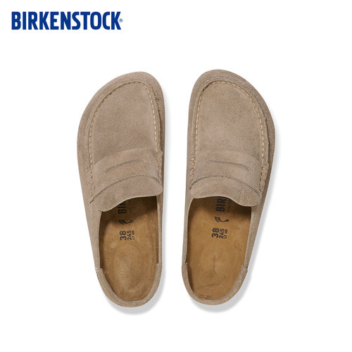 BIRKENSTOCK勃肯德国进口男女款牛皮绒面革软木Naples包头拖鞋 - 图1