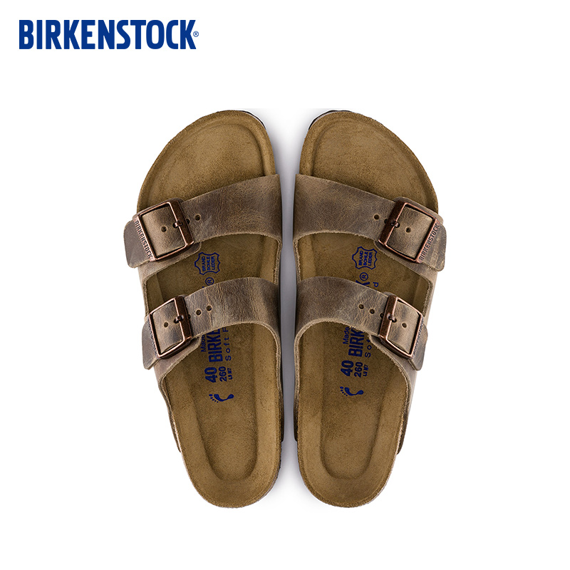 BIRKENSTOCK勃肯男女款软木一字带拖鞋牛皮革软底Arizona系列 - 图2