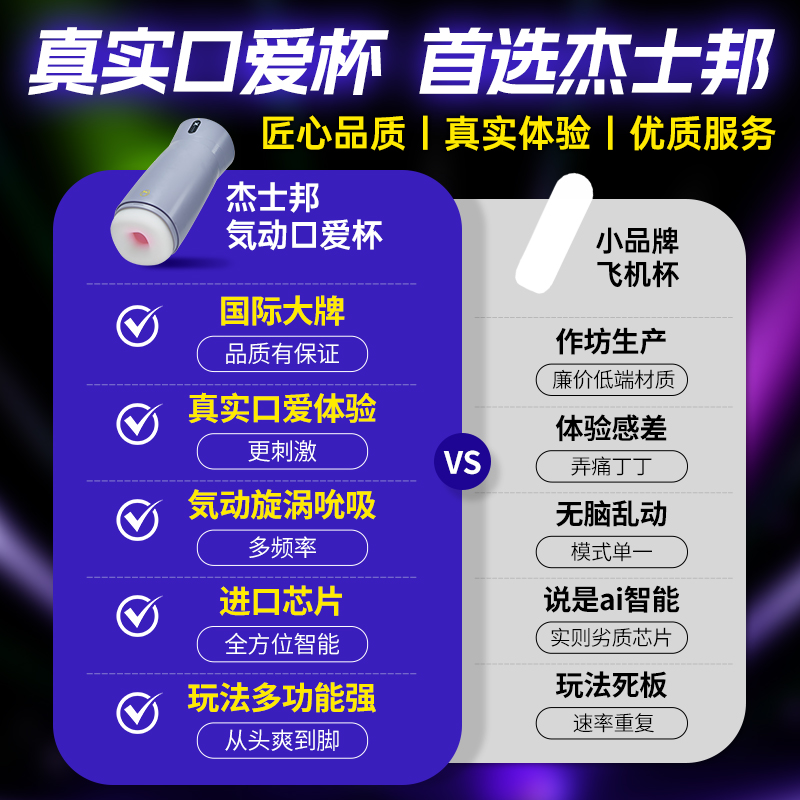 杰士邦全自动飞机杯男性自慰器男用品性玩具电动吮吸加热成人情趣