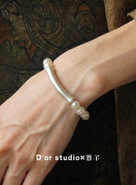 S999足银天然珍珠手链强光淡水珍珠足银手链珍珠银手镯女生礼物