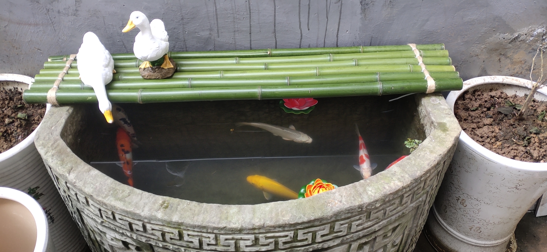 鱼缸流水板 竹排竹垫配件竹子装饰diy摆件不可漂浮竹排陶瓷流水器 - 图1