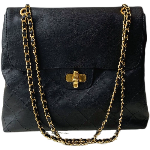 Вместительная и большая черная цепь на одно плечо, брендовая сумка через плечо, на цепочке, из натуральной кожи