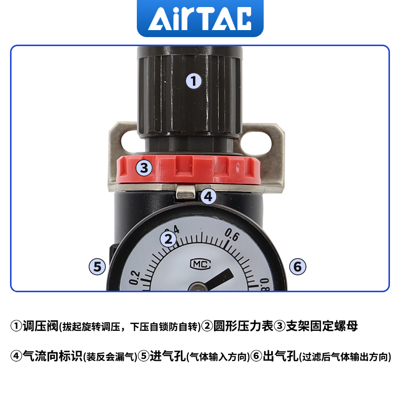 亚德客调压阀减压阀气体小型气动可调式AFR2000油水分离器过滤 - 图2