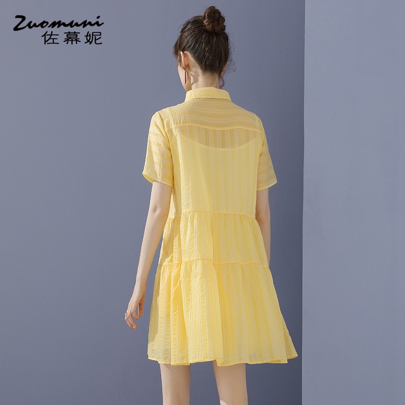 佐幕妮黄色宽松连衣裙2020新款衬衫 佐幕妮连衣裙