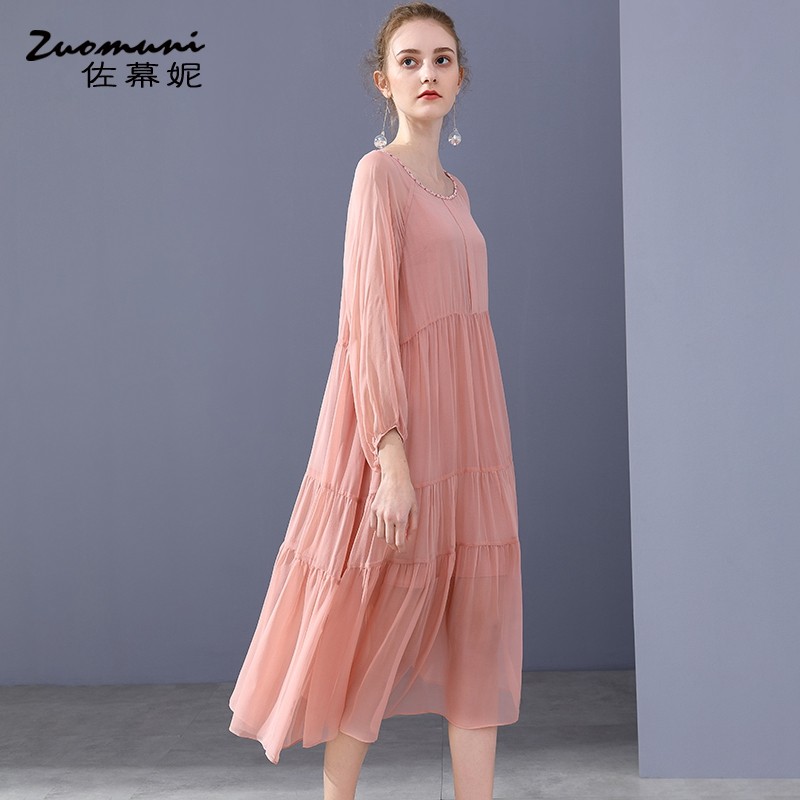 佐幕妮宽松桑蚕丝春夏中长款连衣裙 佐幕妮连衣裙