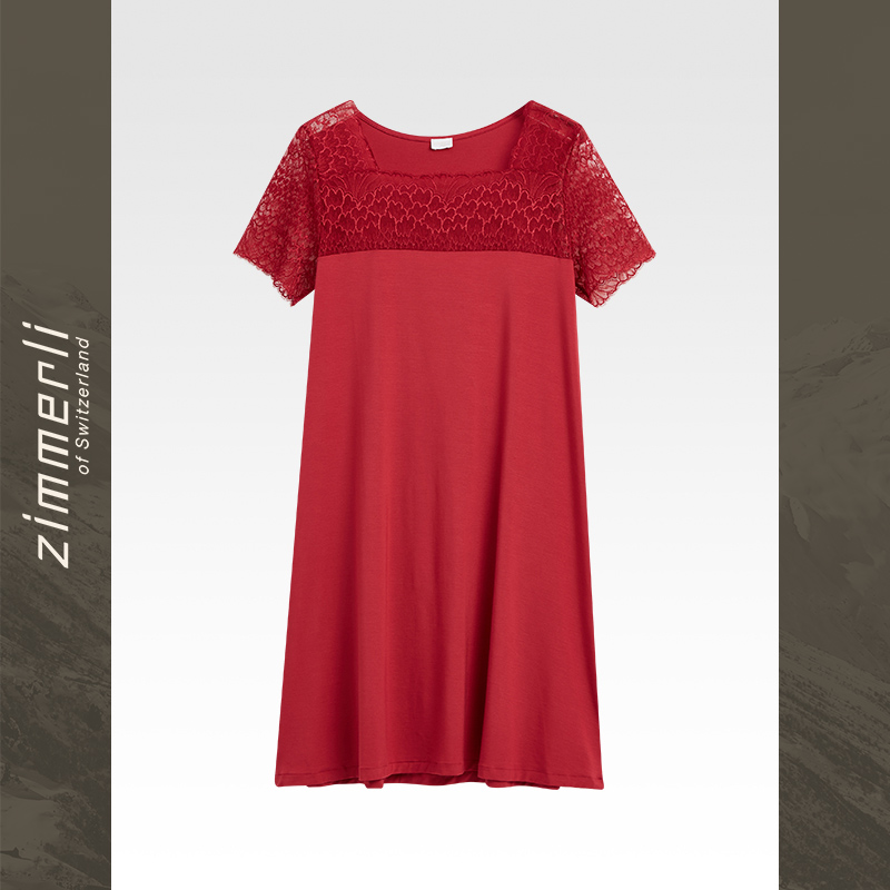 【臻享礼】Zimmerli春夏女士性感镂空短袖针织睡裙 762-4104 - 图1