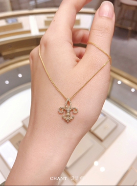 18K金鸢尾花项链轻奢小众