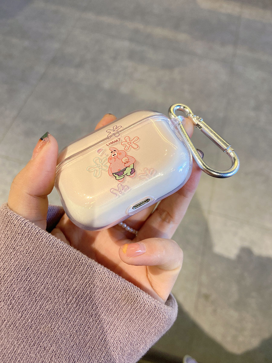 适用airpodspro2保护套airpods2保护壳苹果无线蓝牙耳机套airpods3硅胶软壳透明可爱卡通airpodspro海绵宝宝