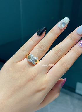 18k金双C钻石戒指欧美风