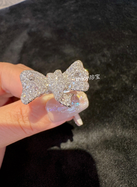 18k金钻石甜美蝴蝶结戒