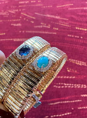 zhaoyi珍宝～意大利18K金蓝松石/蓝宝石弹力手镯 定金