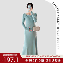 French LOUIS OAKLEY French STYLE PREGNANCY Clothing Autumn winter style Fashion Loose with long sleeves Knitted Dress Woman
