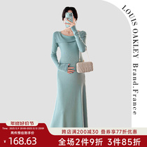 French LOUIS OAKLEY French STYLE PREGNANCY Clothing Autumn winter style Fashion Loose with long sleeves Knitted Dress Woman