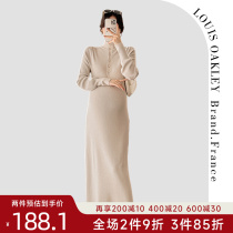 France LOUIS OAKLEY LAW-STYLE PREGNANCY Dress Autumn Winter New lazy wind Loose Thickened Knit Dress Woman