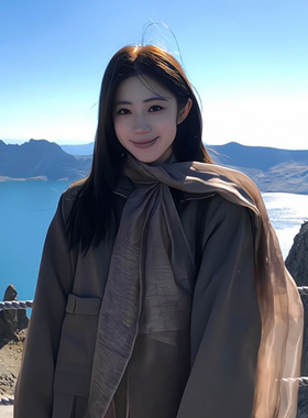 双层欧根纱丝巾纱巾女款2026新款轻奢高级感韩系薄款薄纱披肩围巾