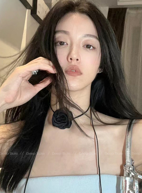 chocker花朵黑色颈链颈花女款2026新款玫瑰花脖子颈带锁骨链项链