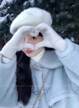 秋冬白色毛绒贝雷帽女款2026新款韩系高级感冬季毛茸茸帽子八角帽