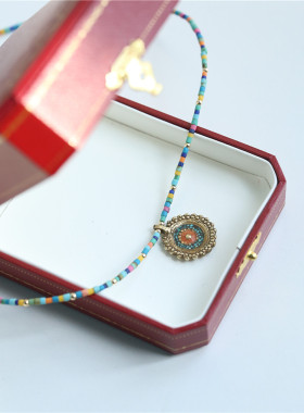 漫游记绿松石老绿松情侣项链文艺