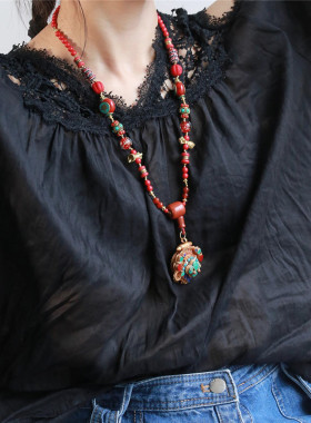 漫游记朱砂女项链红色万能链