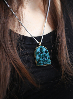 手工复古个性吊坠象神绿度母