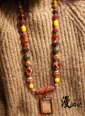 撞色设计手工制作佛牌链唐卡链