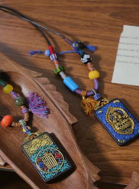藏风编绳唐卡牌子项链百搭藏饰品