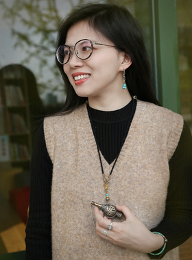 尼泊尔手工纯铜做旧项链吊坠diy