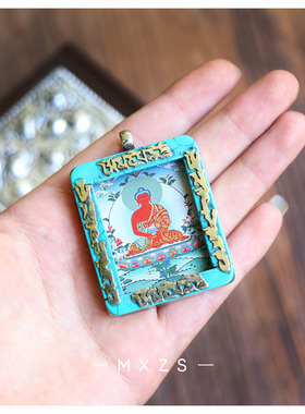 diy复古绿松石随身唐卡吊坠项链