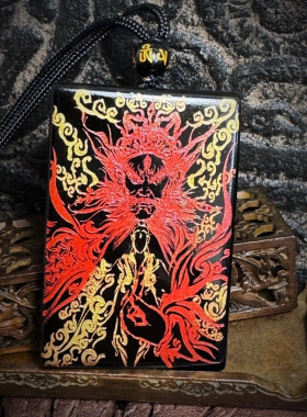 王灵官黑曜石雕刻无事牌吊坠车挂国风送礼男女平安项链端午礼物