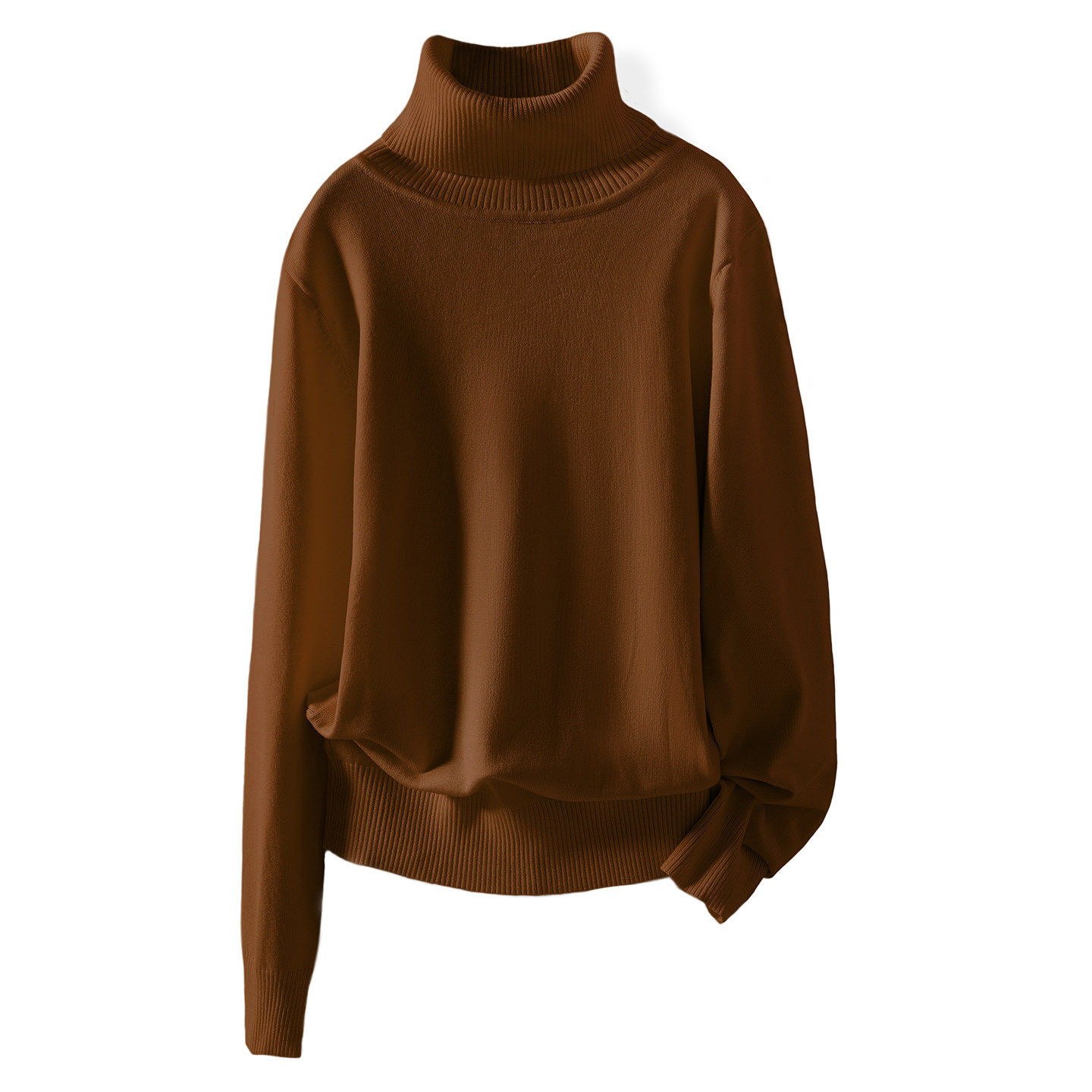 2025咖啡色高领长袖针织衫宽松套头大码毛衣女秋冬软糯内搭打底衫,淘宝优惠券,粉丝福利购,淘宝优惠卷