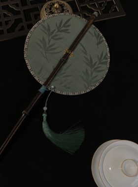 古风汉服紫竹腰扇可卷曲折扇