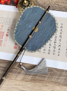 古风紫竹可卷腰扇挂腰扇