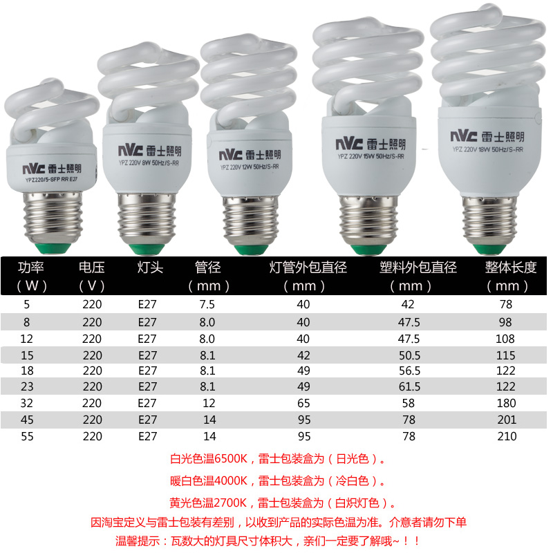 雷士全螺旋节能灯LED球泡灯E27大螺口5W8W12W15W18W23W冷暖中光亮 - 图1