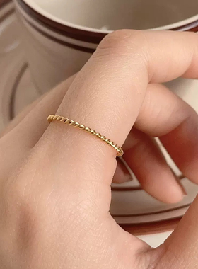 强推极细0.1cm不掉色素圈戒指女简约小众设计时尚个性ins尾戒指环