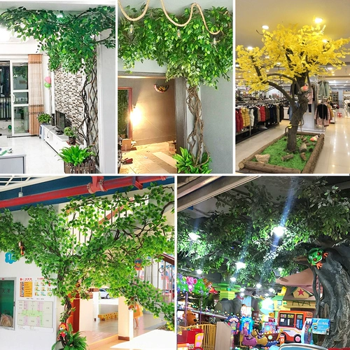 Моделирование баньян листья фальшивые листья украшают пластиковые ветви гинкго листья