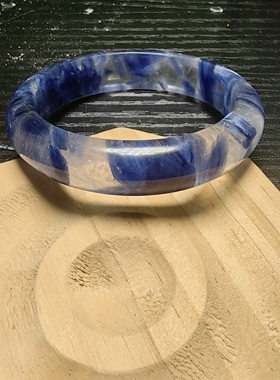 天然蓝晶手镯干净无铁锈55.7圈口已出证书一物一图所见所得有视频
