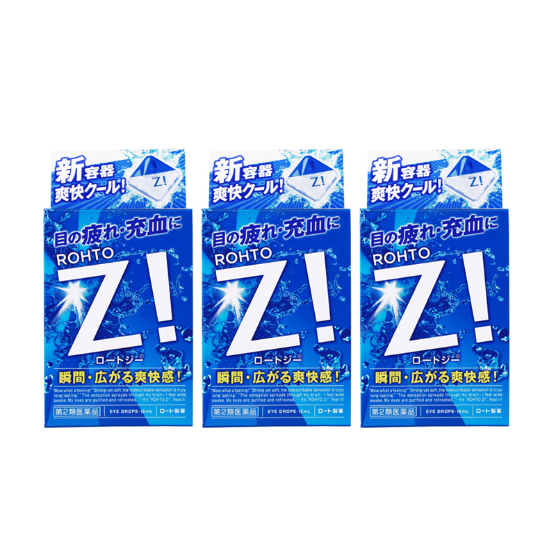 日本进口乐敦劲Z!眼药水缓解眼疲劳视野模糊红血丝提神清凉12ml*3 - 图0