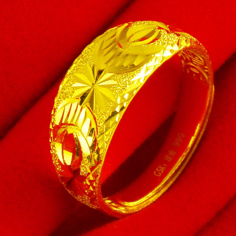 正品9999足金男女款活口纯金食指环 千影珠宝手饰